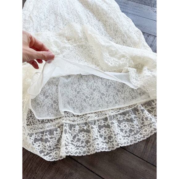 Vintage 50s BEAUTY Dress SLIP Nylon FULL IVORY LACE Lace 32 34 XS S Lingerie - Picture 12 of 15